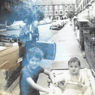 Hoskyns children outside their home in the 1960s