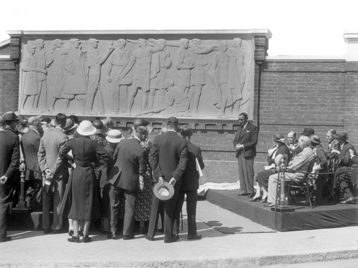 Unveiling of bas-relief sculpture in 1934 | Copyright Westminster City Archives